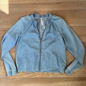 Fabletics Lightweight Chambray Bomber Style Zipper Jacket